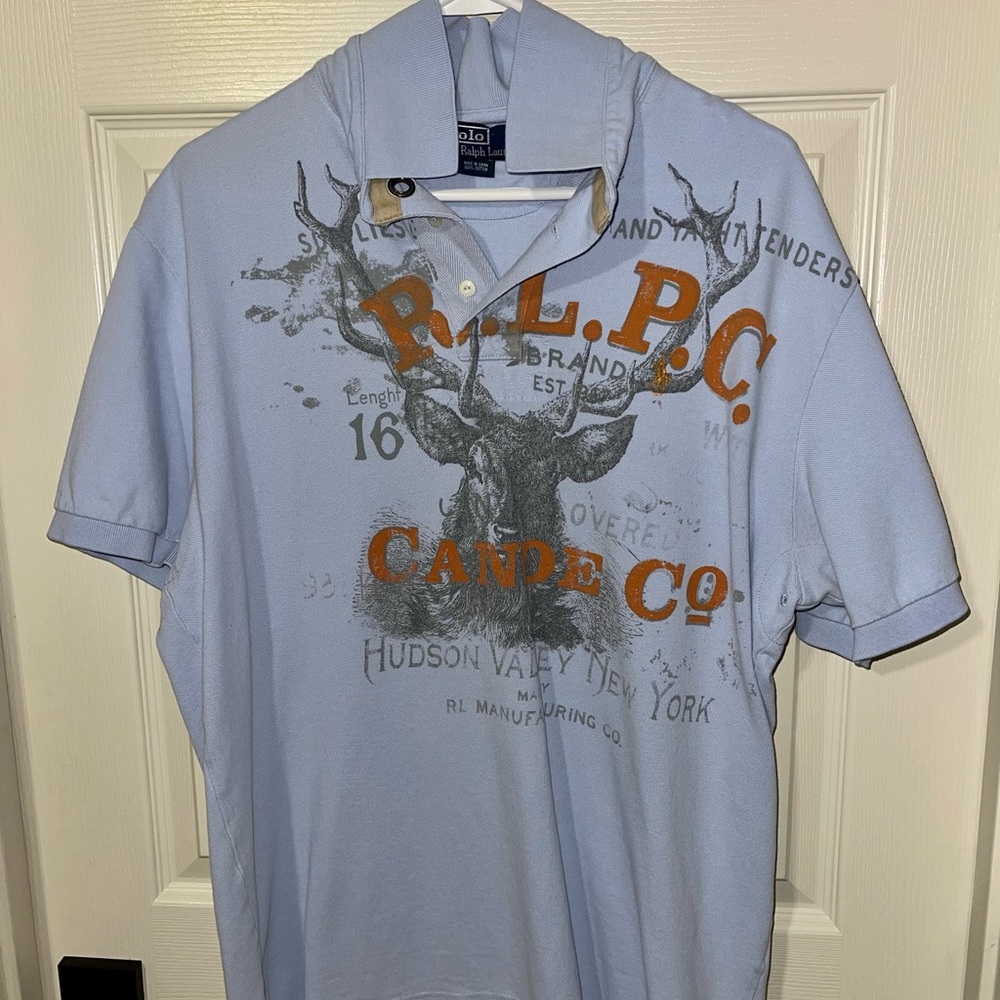 Polo Ralph Lauren (L) short-sleeved polo shirt.